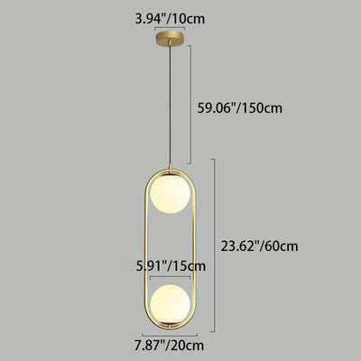 Lámpara colgante de hierro y vidrio en forma de lágrima ovalada de 1/2 luces de simplicidad moderna para dormitorio 