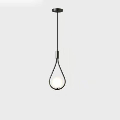Lámpara colgante de hierro y vidrio en forma de lágrima ovalada de 1/2 luces de simplicidad moderna para dormitorio 