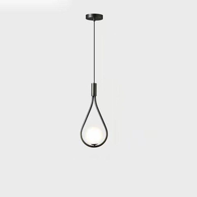 Lámpara colgante de hierro y vidrio en forma de lágrima ovalada de 1/2 luces de simplicidad moderna para dormitorio 