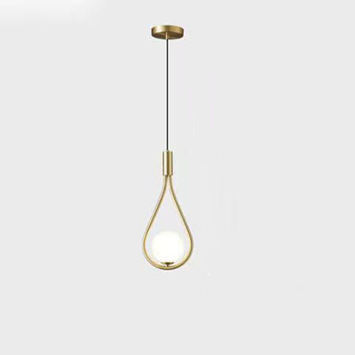 Lámpara colgante de hierro y vidrio en forma de lágrima ovalada de 1/2 luces de simplicidad moderna para dormitorio 