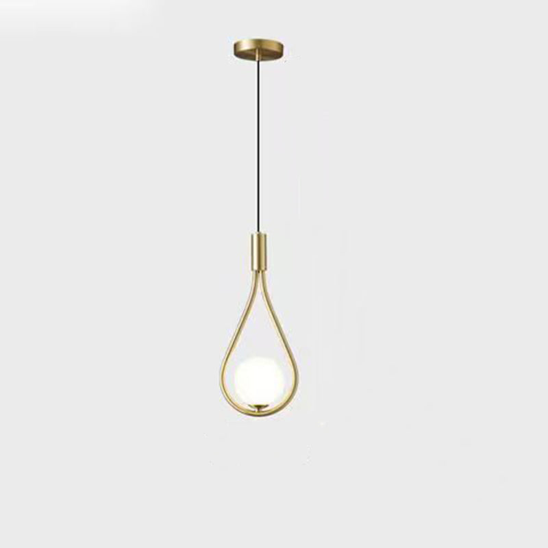 Lámpara colgante de hierro y vidrio en forma de lágrima ovalada de 1/2 luces de simplicidad moderna para dormitorio 