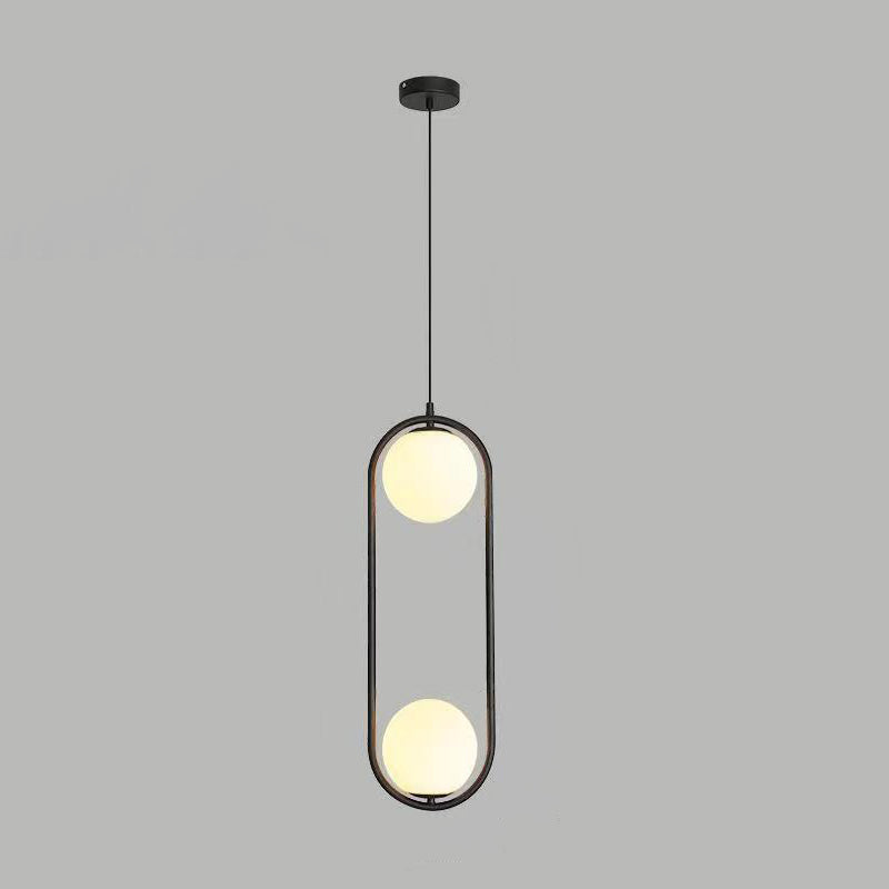 Lámpara colgante de hierro y vidrio en forma de lágrima ovalada de 1/2 luces de simplicidad moderna para dormitorio 