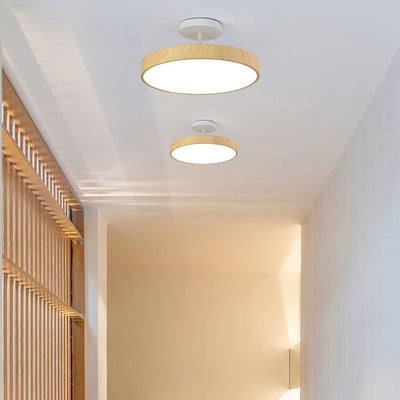 Contemporary Nordic Disc Shaped Iron PVC LED Semi-Flush Mount Ceiling Light For Bedroom