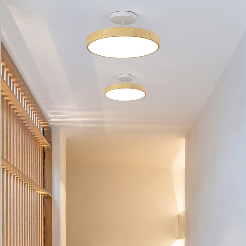 Contemporary Nordic Disc Shaped Iron PVC LED Semi-Flush Mount Ceiling Light For Bedroom