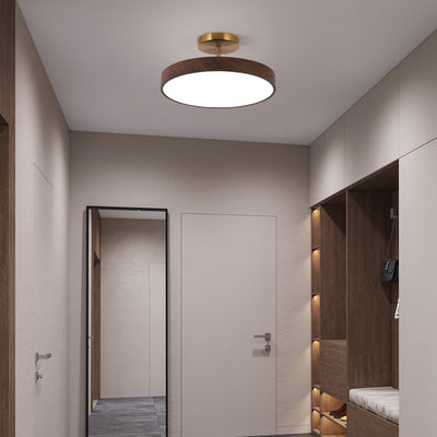 Contemporary Nordic Disc Shaped Iron PVC LED Semi-Flush Mount Ceiling Light For Bedroom