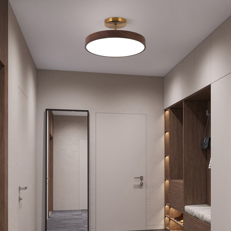 Contemporary Nordic Disc Shaped Iron PVC LED Semi-Flush Mount Ceiling Light For Bedroom