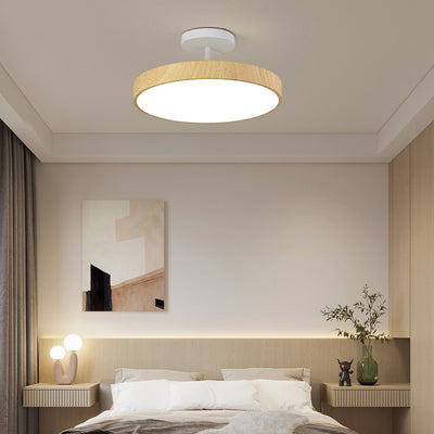 Contemporary Nordic Disc Shaped Iron PVC LED Semi-Flush Mount Ceiling Light For Bedroom