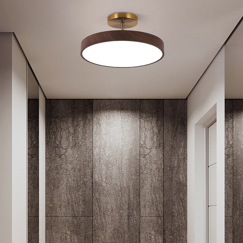Contemporary Nordic Disc Shaped Iron PVC LED Semi-Flush Mount Ceiling Light For Bedroom