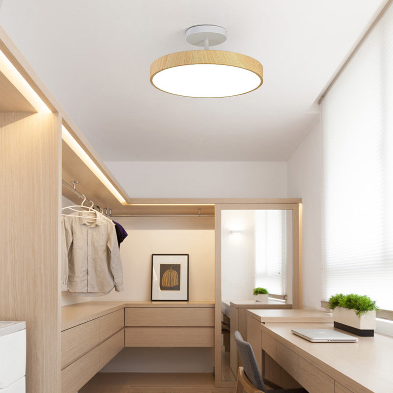 Contemporary Nordic Disc Shaped Iron PVC LED Semi-Flush Mount Ceiling Light For Bedroom