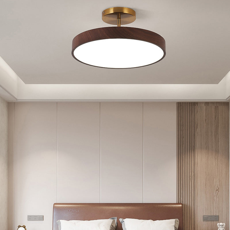 Contemporary Nordic Disc Shaped Iron PVC LED Semi-Flush Mount Ceiling Light For Bedroom