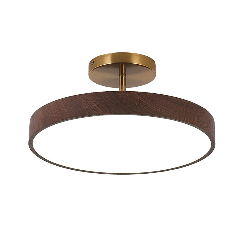 Contemporary Nordic Disc Shaped Iron PVC LED Semi-Flush Mount Ceiling Light For Bedroom