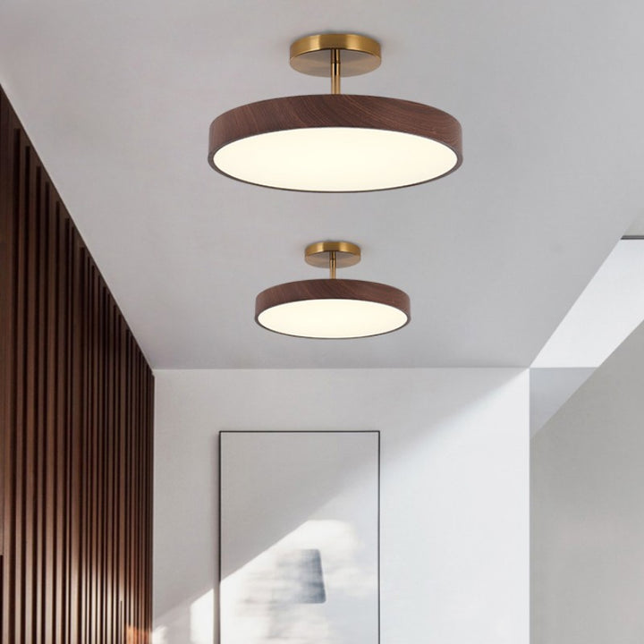 Contemporary Nordic Disc Shaped Iron PVC LED Semi-Flush Mount Ceiling Light For Bedroom