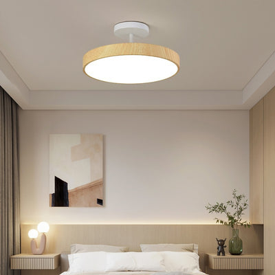 Contemporary Nordic Disc Shaped Iron PVC LED Semi-Flush Mount Ceiling Light For Bedroom