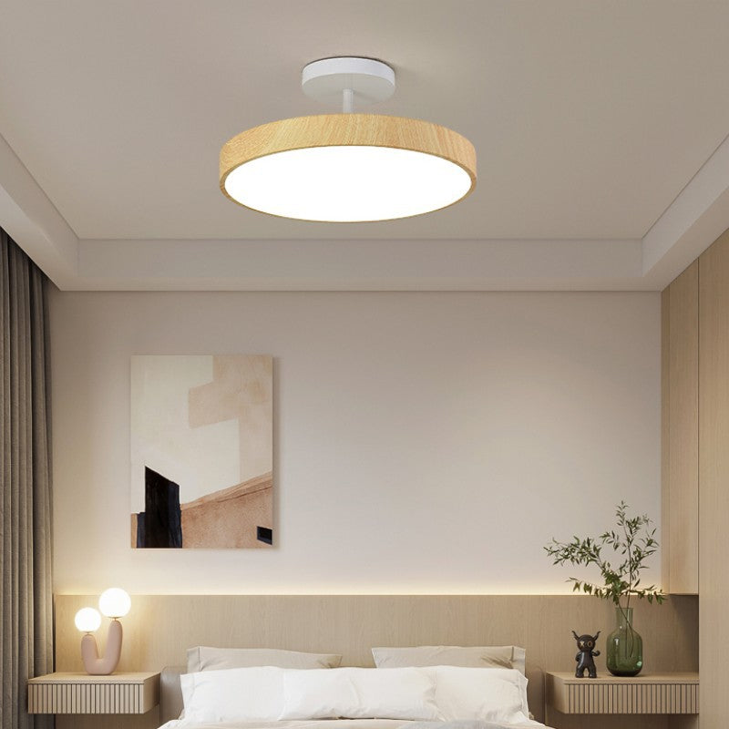 Contemporary Nordic Disc Shaped Iron PVC LED Semi-Flush Mount Ceiling Light For Bedroom