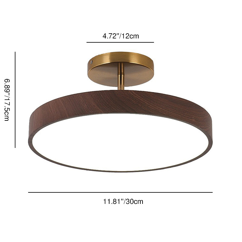 Contemporary Nordic Disc Shaped Iron PVC LED Semi-Flush Mount Ceiling Light For Bedroom