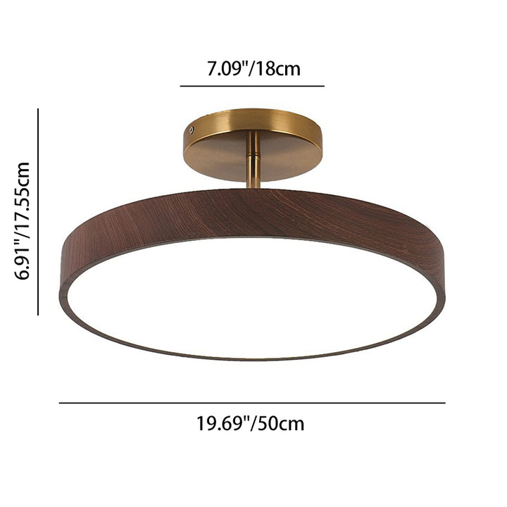 Contemporary Nordic Disc Shaped Iron PVC LED Semi-Flush Mount Ceiling Light For Bedroom