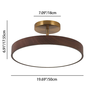 Contemporary Nordic Disc Shaped Iron PVC LED Semi-Flush Mount Ceiling Light For Bedroom