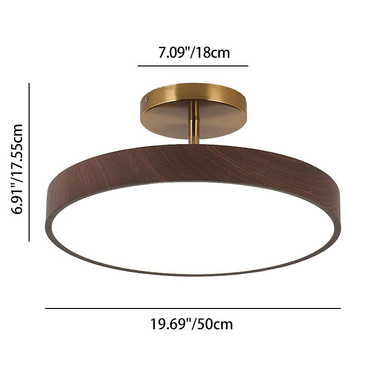 Contemporary Nordic Disc Shaped Iron PVC LED Semi-Flush Mount Ceiling Light For Bedroom