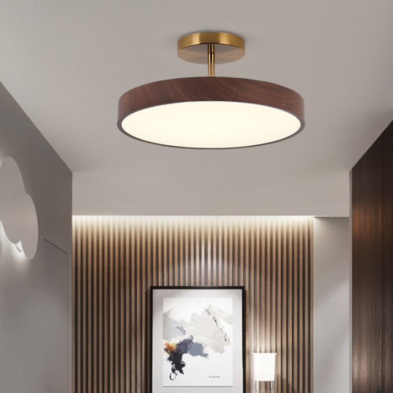 Contemporary Nordic Disc Shaped Iron PVC LED Semi-Flush Mount Ceiling Light For Bedroom