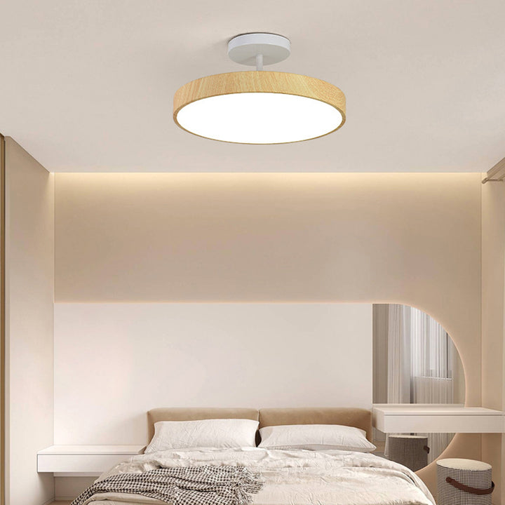 Contemporary Nordic Disc Shaped Iron PVC LED Semi-Flush Mount Ceiling Light For Bedroom