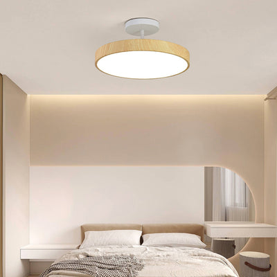 Contemporary Nordic Disc Shaped Iron PVC LED Semi-Flush Mount Ceiling Light For Bedroom