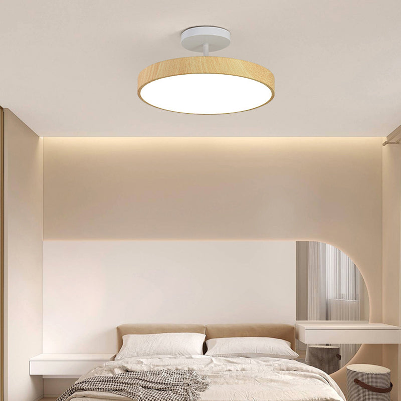 Contemporary Nordic Disc Shaped Iron PVC LED Semi-Flush Mount Ceiling Light For Bedroom