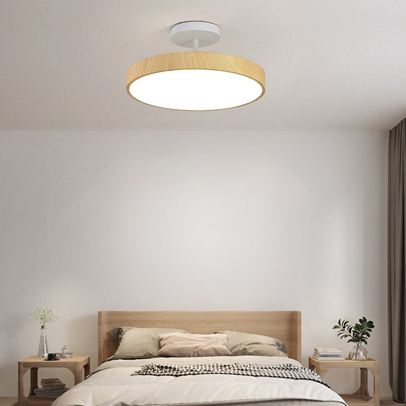 Contemporary Nordic Disc Shaped Iron PVC LED Semi-Flush Mount Ceiling Light For Bedroom