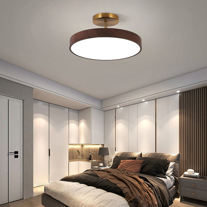 Contemporary Nordic Disc Shaped Iron PVC LED Semi-Flush Mount Ceiling Light For Bedroom