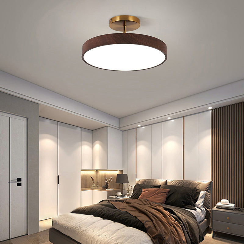 Contemporary Nordic Disc Shaped Iron PVC LED Semi-Flush Mount Ceiling Light For Bedroom