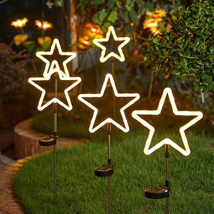Art déco moderne solaire étanche cactus ananas pentagramme PVC acier inoxydable ABS LED lumières extérieures éclairage paysager pour jardin 