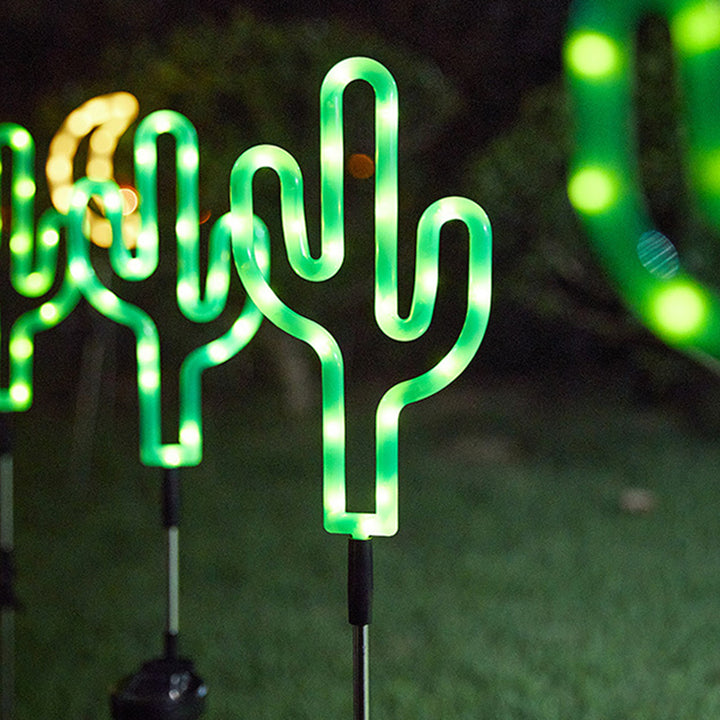 Art déco moderne solaire étanche cactus ananas pentagramme PVC acier inoxydable ABS LED lumières extérieures éclairage paysager pour jardin 