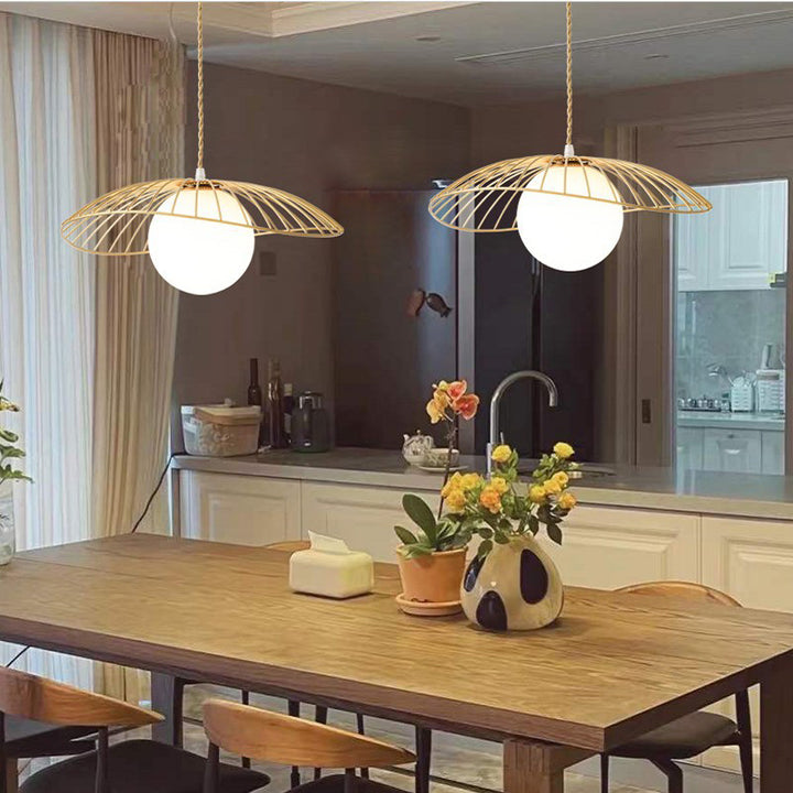 Lustre suspendu en verre et fer de style vintage traditionnel à 1 lumière pour salle à manger 