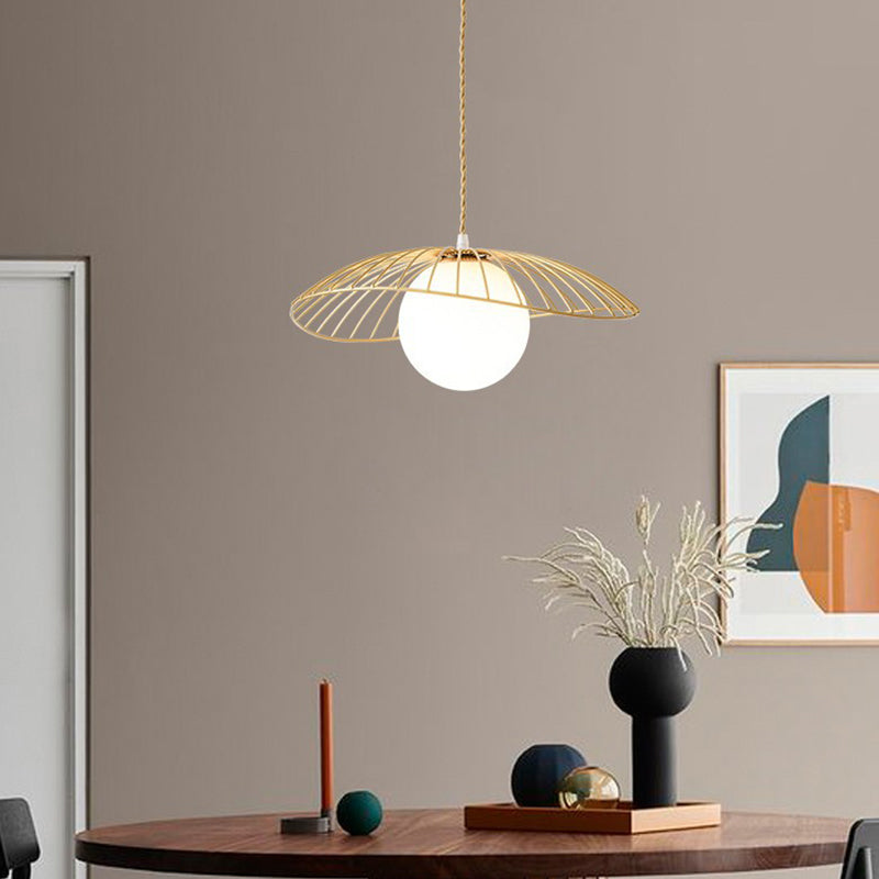Lustre suspendu en verre et fer de style vintage traditionnel à 1 lumière pour salle à manger 