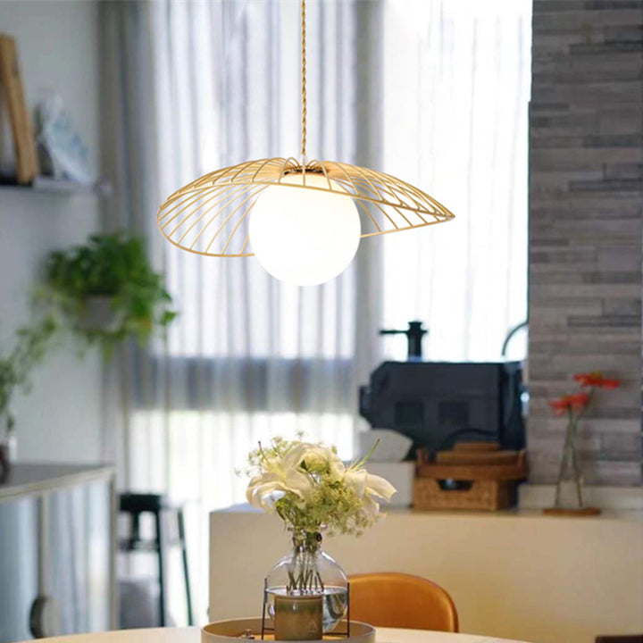 Lustre suspendu en verre et fer de style vintage traditionnel à 1 lumière pour salle à manger 