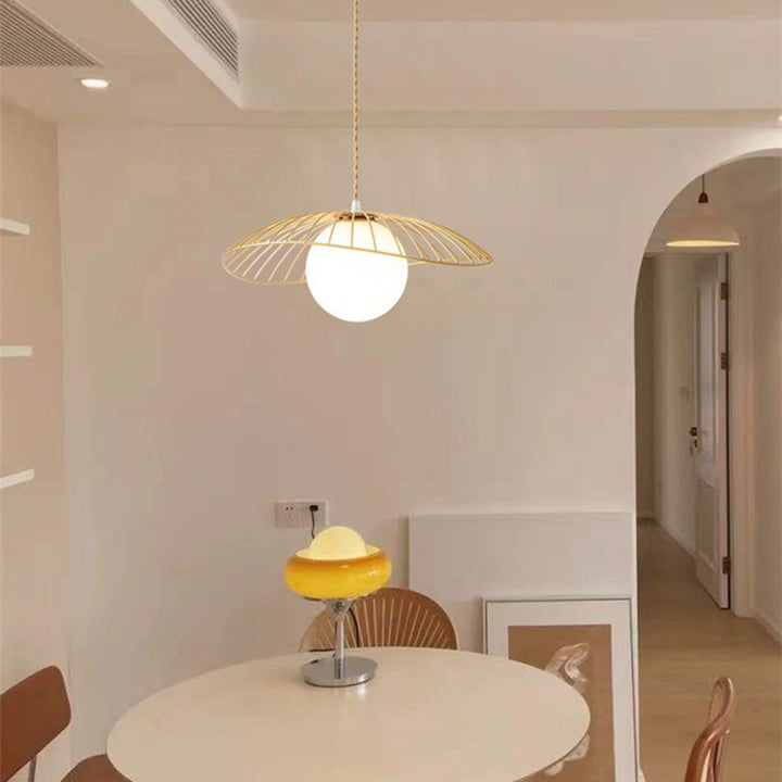 Lustre suspendu en verre et fer de style vintage traditionnel à 1 lumière pour salle à manger 