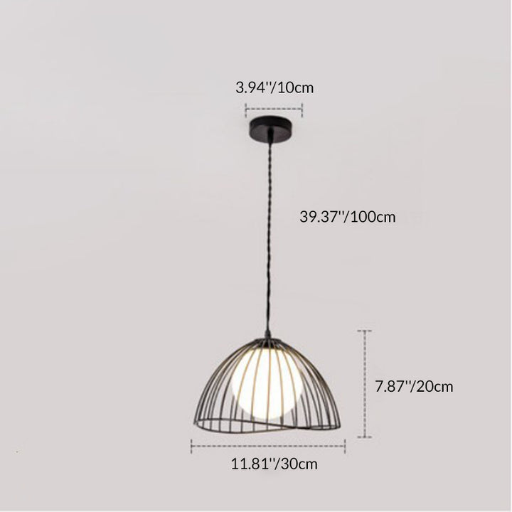 Traditional Vintage Line Iron Glass 1-Light Pendant Light For Dining Room