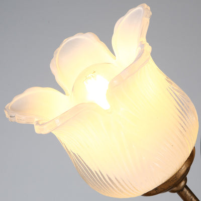 Contemporary Creative Flower-Shaped Iron Glass 2-Light Table Lamp For Bedroom