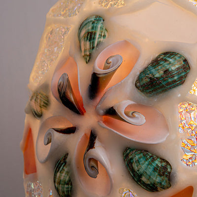 Modern Art Deco Round Copper Glass Shell 1-Light Pendant Light For Dining Room
