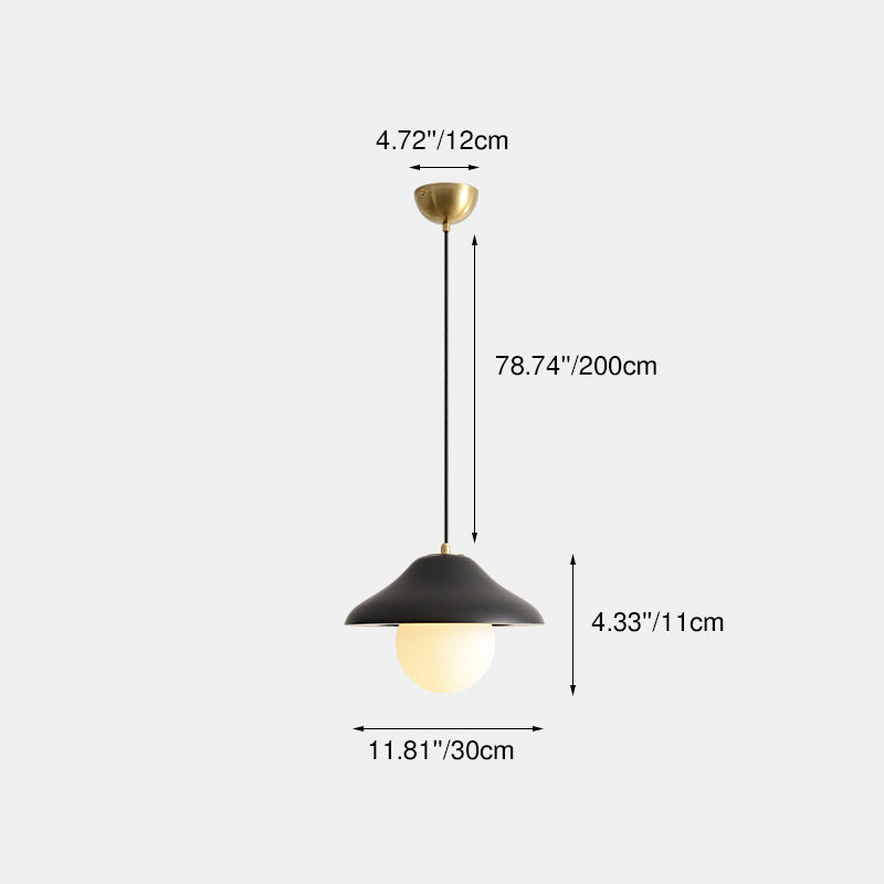 Suspension contemporaine en verre et bois de frêne en forme de bol nordique 1 lumière pour salle à manger 