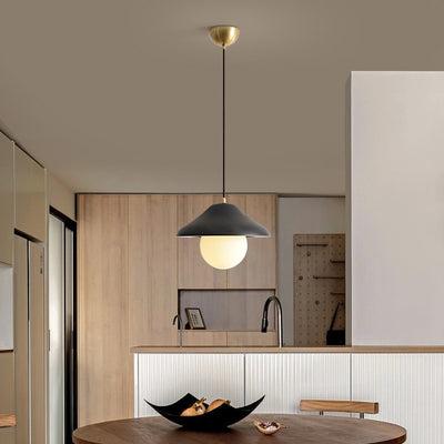 Contemporary Nordic Bowl-Shaped Ash Wood Glass 1-Light Pendant Light For Dining Room