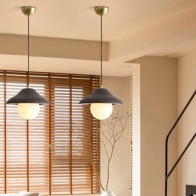 Contemporary Nordic Bowl-Shaped Ash Wood Glass 1-Light Pendant Light For Dining Room