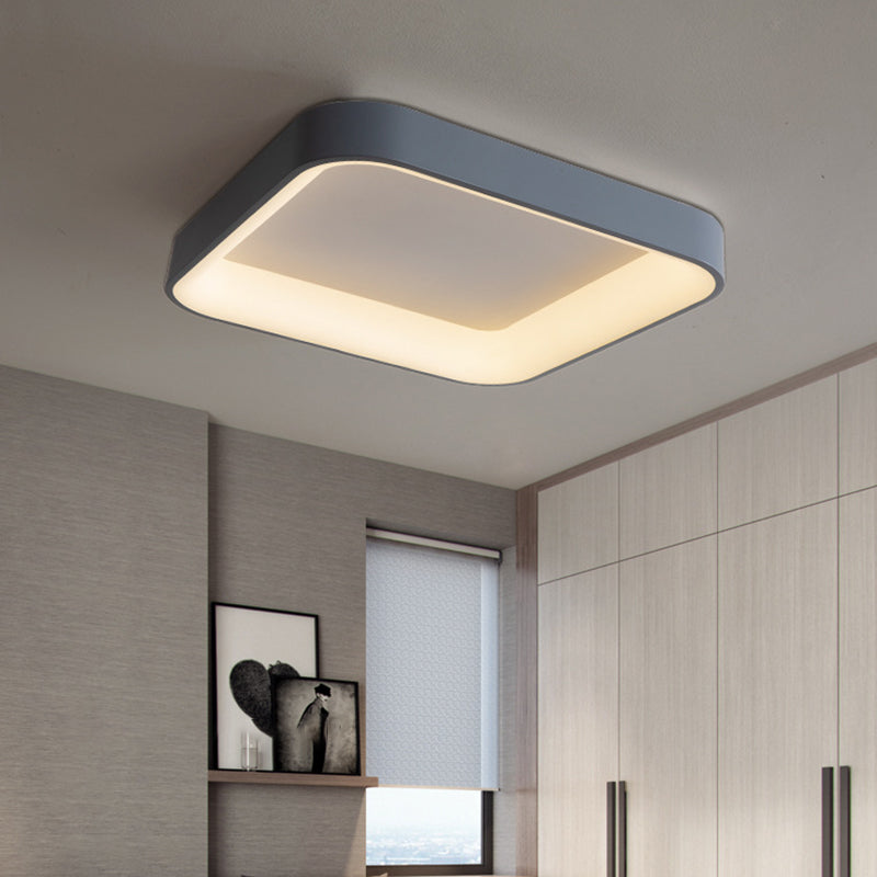 Contemporary Nordic Square Hardware Acrylic LED Flush Mount Ceiling Light For Bedroom