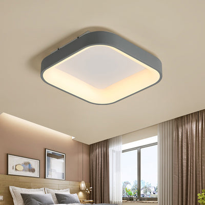 Contemporary Nordic Square Hardware Acrylic LED Flush Mount Ceiling Light For Bedroom