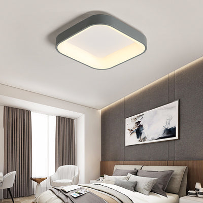 Contemporary Nordic Square Hardware Acrylic LED Flush Mount Ceiling Light For Bedroom