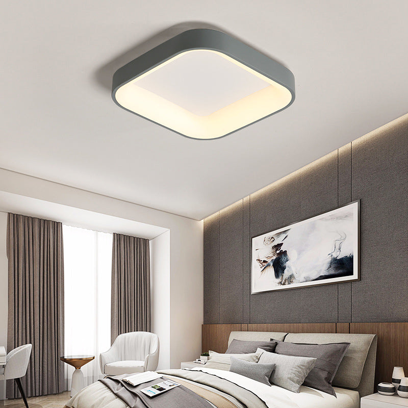 Contemporary Nordic Square Hardware Acrylic LED Flush Mount Ceiling Light For Bedroom