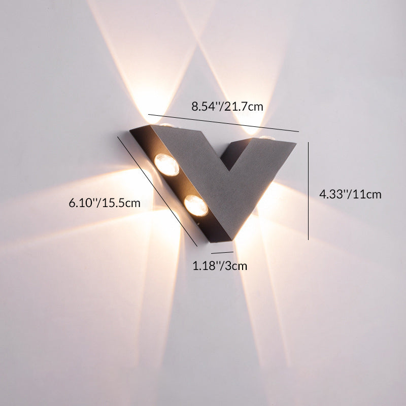 Lampe murale moderne minimaliste étanche en aluminium en forme de V avec LED pour jardin 