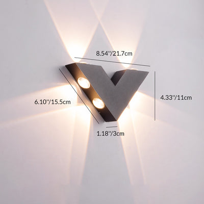 Modern Minimalist Waterproof V-Shaped Aluminum PC LED Wall Sconce Lamp For Garden