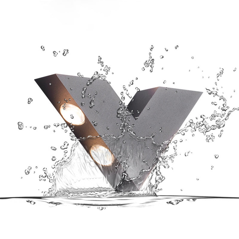 Modern Minimalist Waterproof V-Shaped Aluminum PC LED Wall Sconce Lamp For Garden