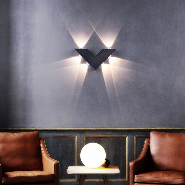 Lampe murale moderne minimaliste étanche en aluminium en forme de V avec LED pour jardin 