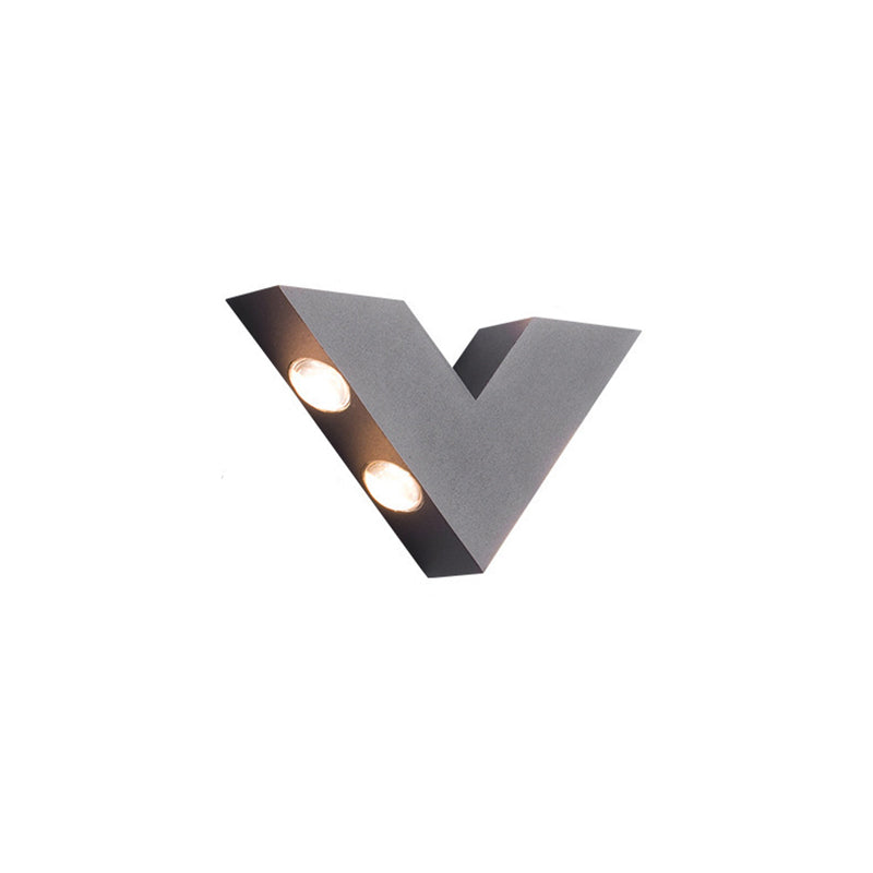 Lampe murale moderne minimaliste étanche en aluminium en forme de V avec LED pour jardin 